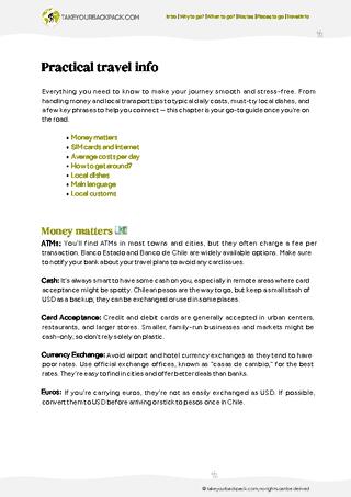 example page 5 from our offline Travel Guide for Chile