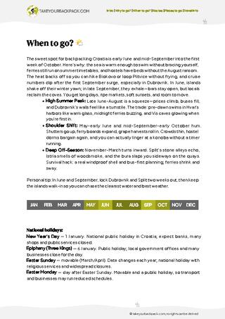 example page 1 from our offline Travel Guide for Croatia