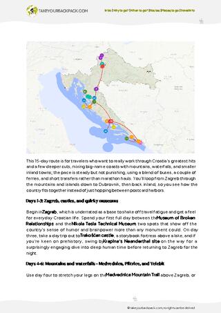 example page 2 from our offline Travel Guide for Croatia