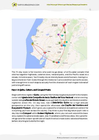 example page 2 from our offline Travel Guide for Ecuador