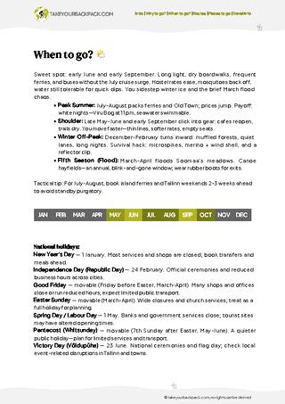 example page 1 from our offline Travel Guide for Estonia