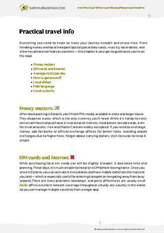 example page 5 from our offline Travel Guide for Estonia