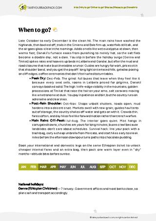 example page 1 from our offline Travel Guide for Ethiopia