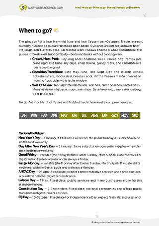example page 1 from our offline Travel Guide for Fiji
