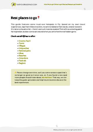 example page 3 from our offline Travel Guide for Fiji