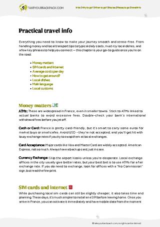 example page 5 from our offline Travel Guide for France