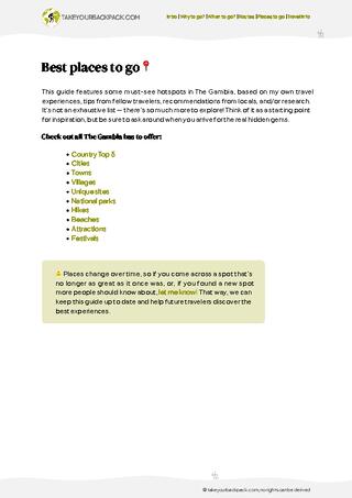 example page 3 from our offline Travel Guide for Gambia