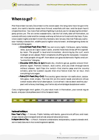 example page 1 from our offline Travel Guide for Ghana