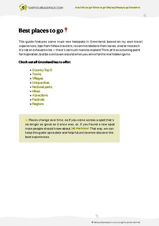example page 3 from our offline Travel Guide for Greenland