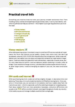 example page 5 from our offline Travel Guide for Greenland