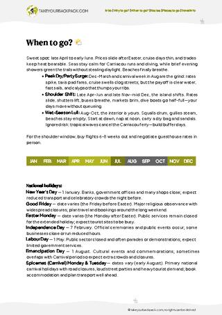 example page 1 from our offline Travel Guide for Grenada