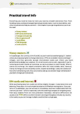 example page 5 from our offline Travel Guide for Guadeloupe