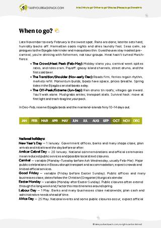 example page 1 from our offline Travel Guide for Guinea-Bissau