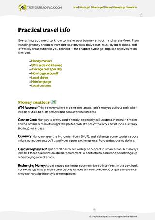 example page 5 from our offline Travel Guide for Hungary