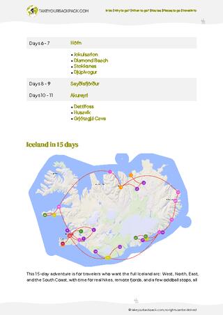 example page 2 from our offline Travel Guide for Iceland