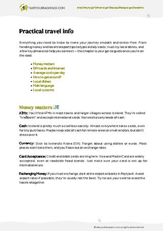 example page 5 from our offline Travel Guide for Iceland