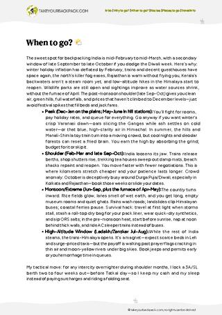 example page 1 from our offline Travel Guide for India