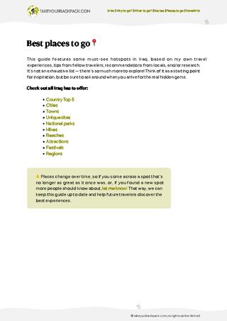 example page 3 from our offline Travel Guide for Iraq