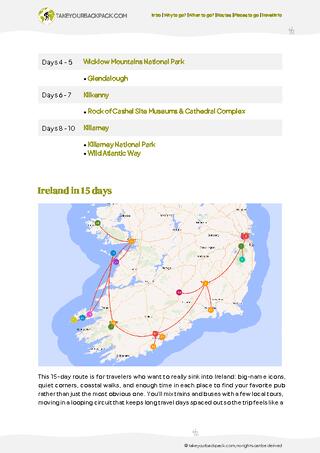 example page 2 from our offline Travel Guide for Ireland
