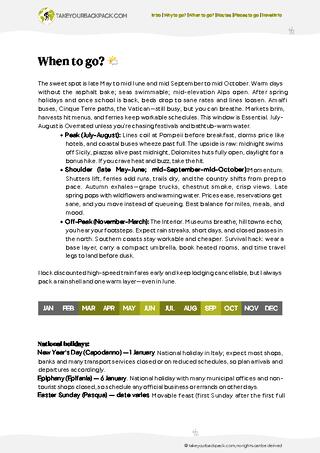 example page 1 from our offline Travel Guide for Italy