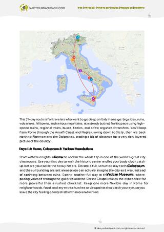 example page 2 from our offline Travel Guide for Italy