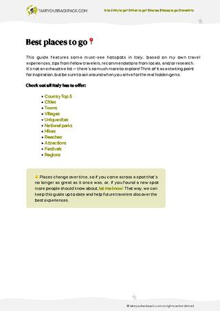 example page 3 from our offline Travel Guide for Italy