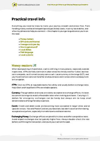 example page 5 from our offline Travel Guide for Kazakhstan