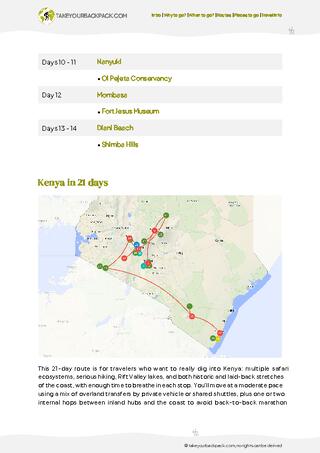 example page 2 from our offline Travel Guide for Kenya