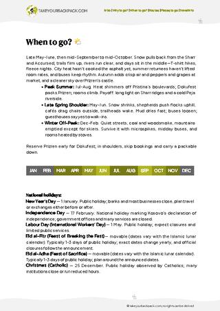 example page 1 from our offline Travel Guide for Kosovo