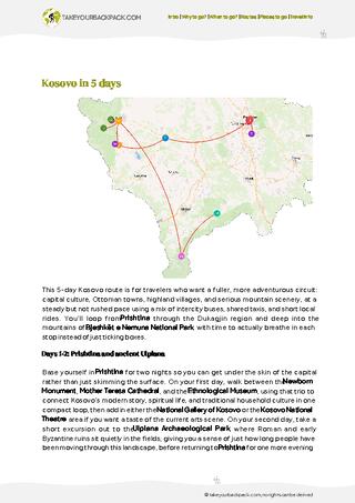 example page 2 from our offline Travel Guide for Kosovo