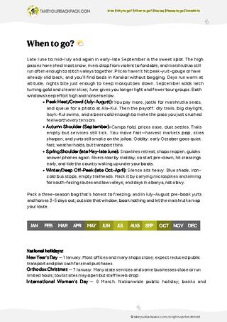 example page 1 from our offline Travel Guide for Kyrgyzstan