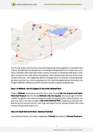 example page 2 from our offline Travel Guide for Kyrgyzstan