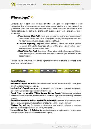 example page 1 from our offline Travel Guide for Lesotho