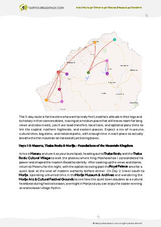 example page 2 from our offline Travel Guide for Lesotho