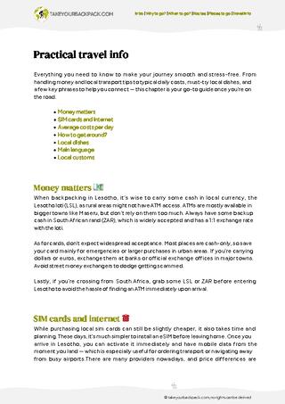 example page 5 from our offline Travel Guide for Lesotho