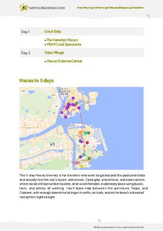 example page 2 from our offline Travel Guide for Macau