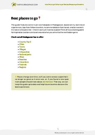 example page 3 from our offline Travel Guide for Madagascar