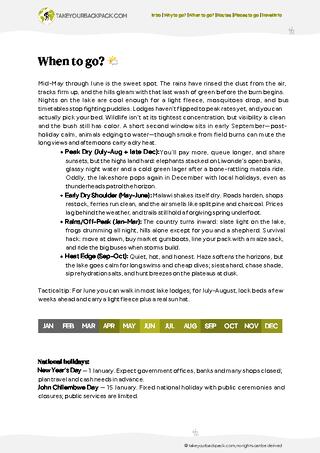 example page 1 from our offline Travel Guide for Malawi