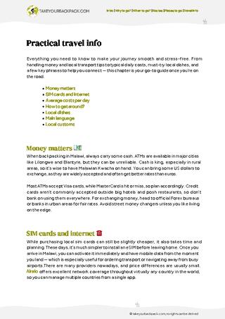 example page 5 from our offline Travel Guide for Malawi
