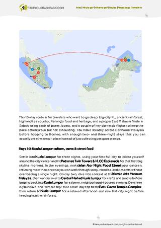 example page 2 from our offline Travel Guide for Malaysia