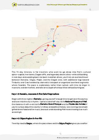 example page 2 from our offline Travel Guide for Mali