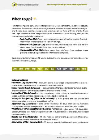 example page 1 from our offline Travel Guide for Martinique