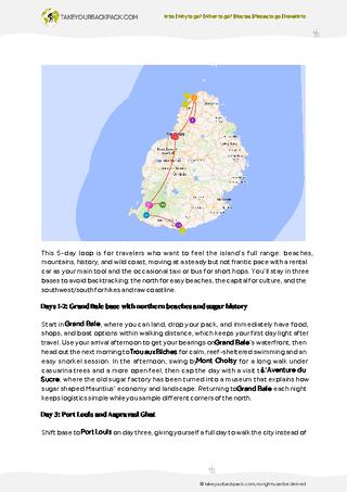 example page 2 from our offline Travel Guide for Mauritius