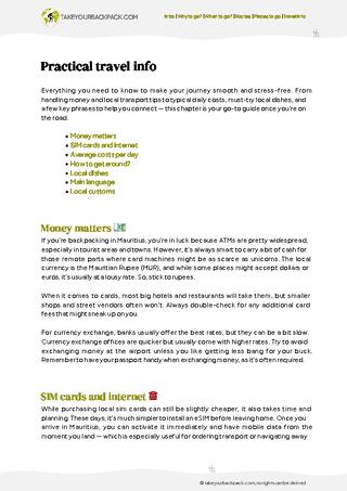example page 5 from our offline Travel Guide for Mauritius