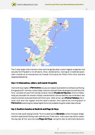 example page 2 from our offline Travel Guide for Mayotte