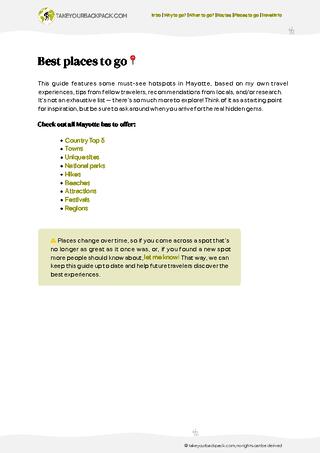 example page 3 from our offline Travel Guide for Mayotte