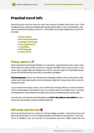 example page 5 from our offline Travel Guide for Moldova