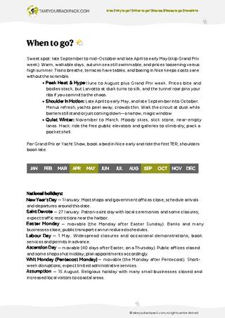 example page 1 from our offline Travel Guide for Monaco