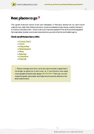 example page 3 from our offline Travel Guide for Monaco