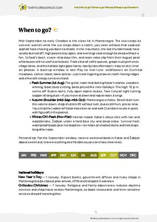 example page 1 from our offline Travel Guide for Montenegro